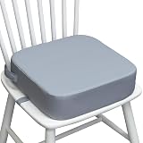 Toddler Booster Seat for Kitchen Chair, 3.5" Oxford Foam Cushion, Non-Slip Base, Adjustable Straps, Portable Dining Booster for Self-Feeding Toddlers at Home or on The Go (Grey)