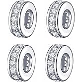 925 Sterling Silver Spacer Charm Bead with Clear CZ for Pandora Charms Bracelets