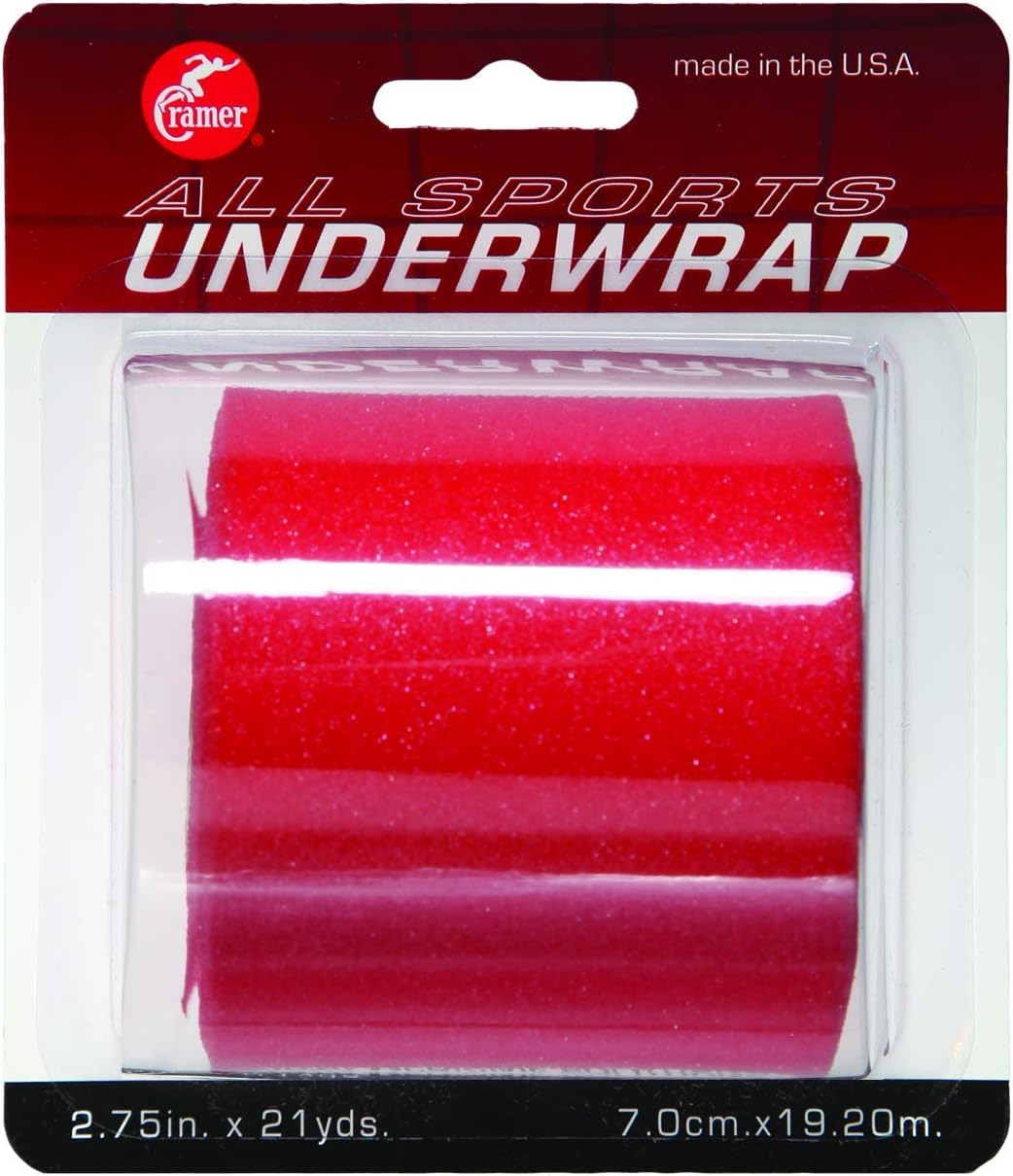 Cramer Tape Underwrap, Sports Pre Activity Wrap for Athletic Ankle, Wrist, and Injury Taping Jobs, Hair Tie, Headband, Patella Support, Athletic Training Equipment, 2.75" X 21" Yard, Red
