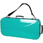 Crossrock Fiberglass Double Violin Case fits Two 4/4 Full-Size Violins | Mint Blue, Soft Velvet Interior, TSA Lock &ndash; Durable Twin Violin Travel Case (CRF2020DVMB)