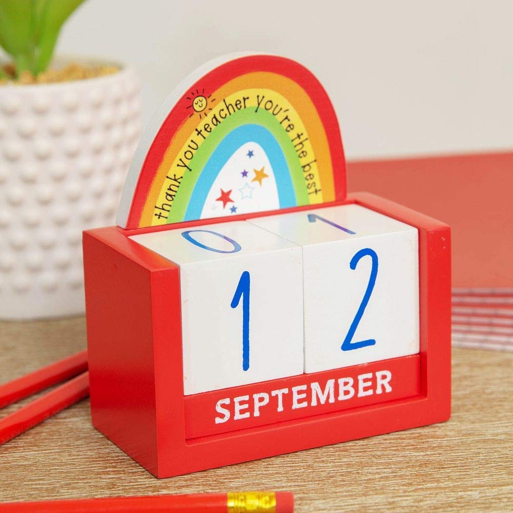 Celebrations Thank You Teacher - Rainbow Wooden Perpetual Calendar