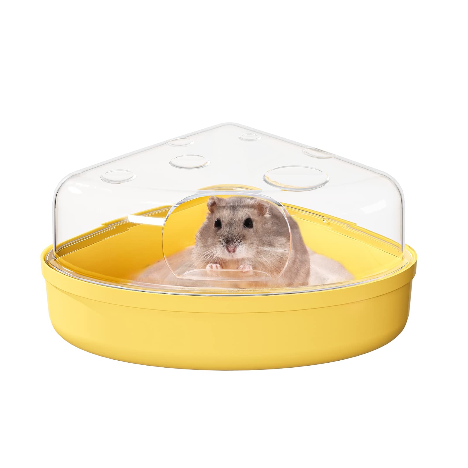 BUCATSTATE Hamster Sand Bath Box - Transparent Critter's Litter Box Sand Bath Shower Room & Digging Container Heighten Version for Guinea Pig Mice Gerbils or Other Small Pets (Small,Yellow)