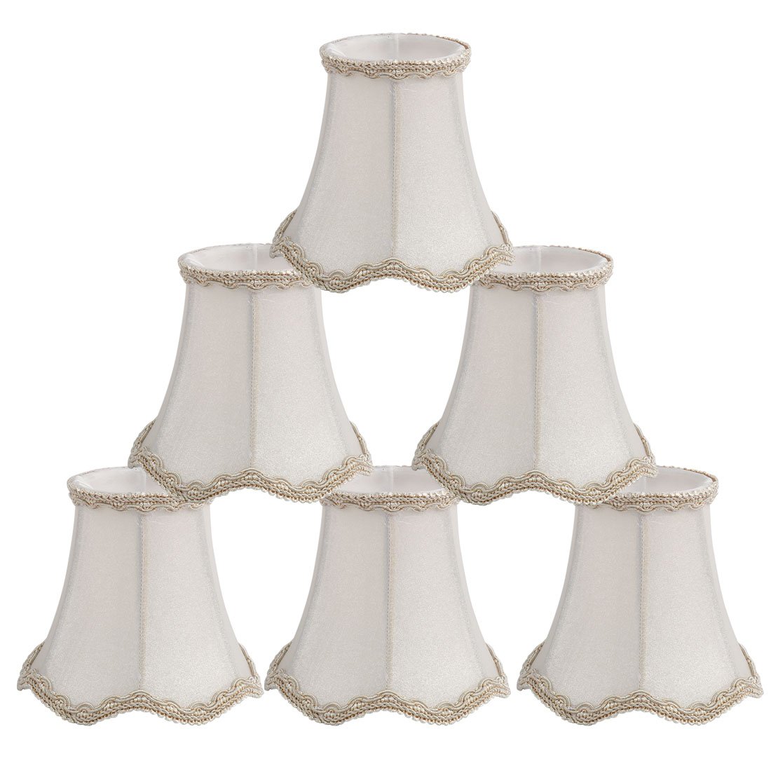 Sourcingmap Chandelier Wall Ceiling Clip on Lamp Shades Light Cover 3x5.3x4.7 Inch, Set of 6 White