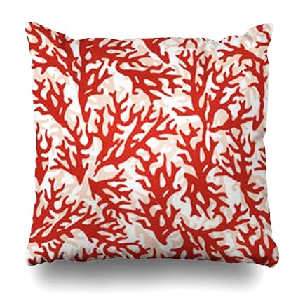 Decor Gifts Throw Pillow Covers Curve Pattern Red Coral Craft Art