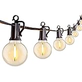 Brightown Outdoor String Lights, 29FT G40 LED IP65 Waterproof Patio Lights | 12 Shatterproof Edison Bulbs, Plug-In, Dimmable, Connectable, Hanging Light for Backyard Porch Party Decor, Warm White