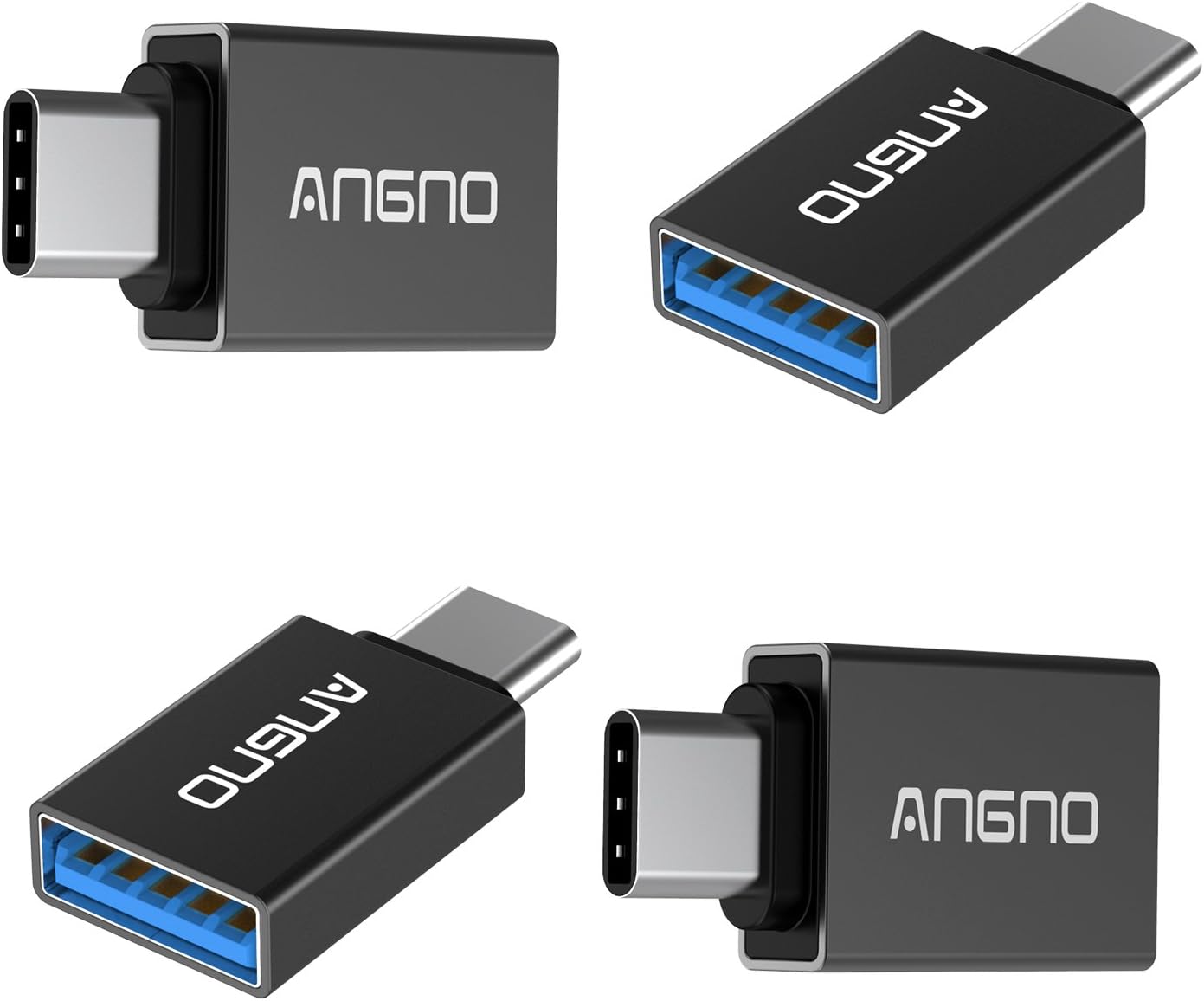 angno 4 Pack TYPE-C To USB3.0 Adapter with OTG Function For LG G5,Moto Z, HTC M10 and More