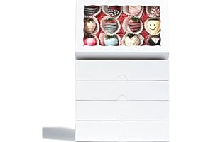 SLShePack 50 Pack 9 ½'' x 6'' 2'' Cookies Macaron Boxes for 12, Bakery Cakesicle Chocolate Covered Strawberries with Window O