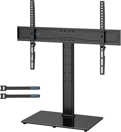 BONTEC Universal Table Top TV Stand 32-65 in VESA 600x400 Tempered Glass Base