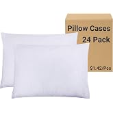ZPECC White Pillow Cases Bulk 24 Pack - Standard Pillowcases with Envelope Closure, Soft Brushed Microfiber Pillow Cover for 
