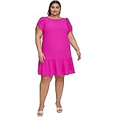 DKNY Womens Solid Shift Ruffled Dress