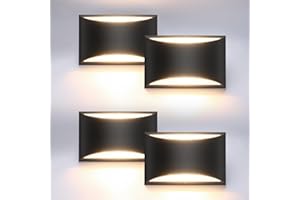 Aipsun 4 Pack Black Modern LED Wall Sconce Hardwired Indoor Wall Lights Up and Down Wall Mount Light for Living Room Bedroom 