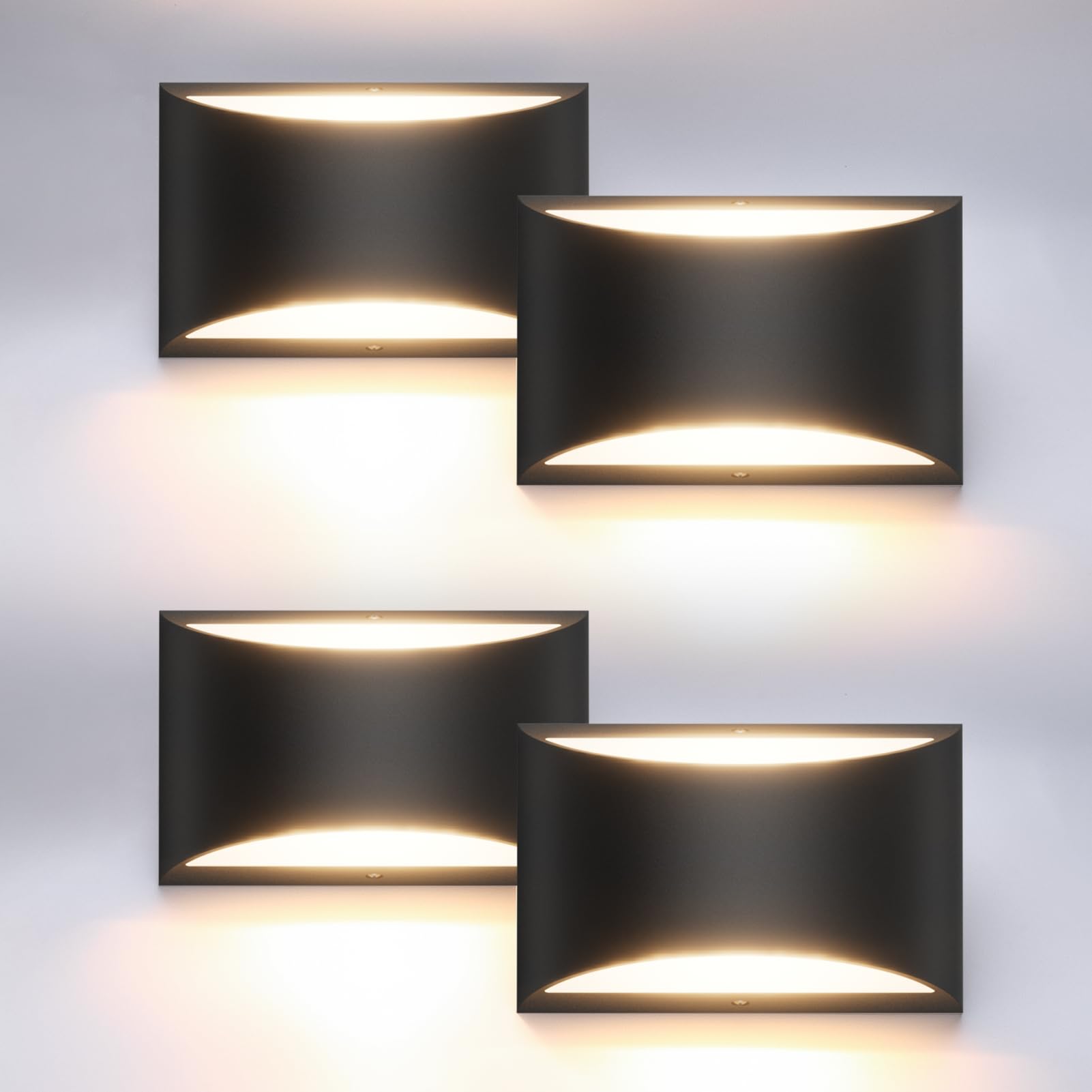 Photo 1 of Aipsun 4 Pack Black Modern LED Wall Sconce Hardwired Indoor Wall Lights Up and Down Wall Mount Light for Living Room Bedroom Hallway Corridor Conservatory Warm White 3000K(with G9 Bulbs)