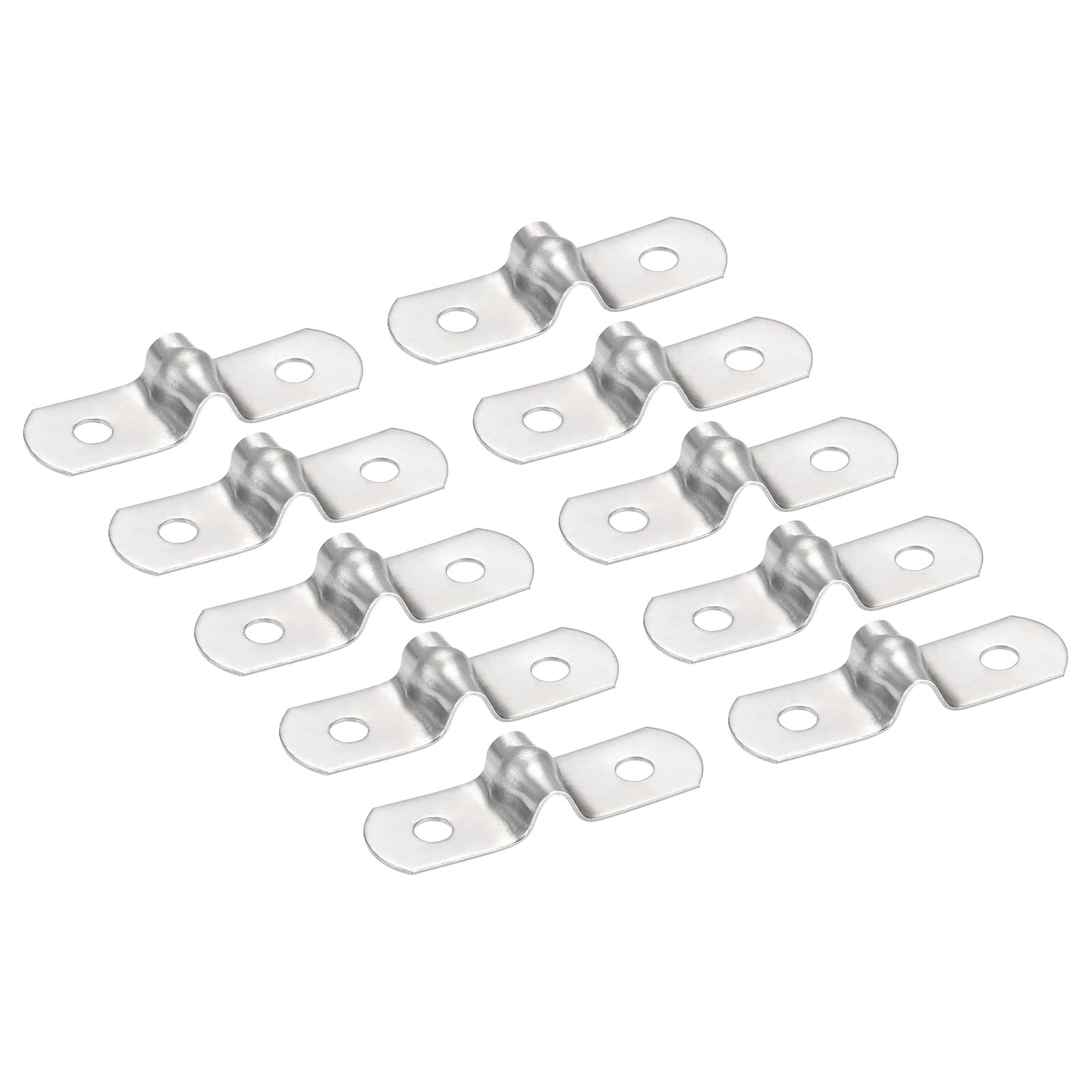 PATIKIL 0.2 inch/5mm Rigid Pipe Strap Clamp, 50 Pcs 304 Stainless Steel Two Hole U-Shape Tube Clip Pipe Fasten Holder for Pipe Fixing