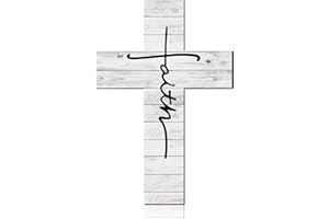 Jetec Faith Wall Decor Wooden Cross Wall Art Christian Wood Wall Hanging Gift Rustic Cross Wall Sign Vintage Religious Faith 