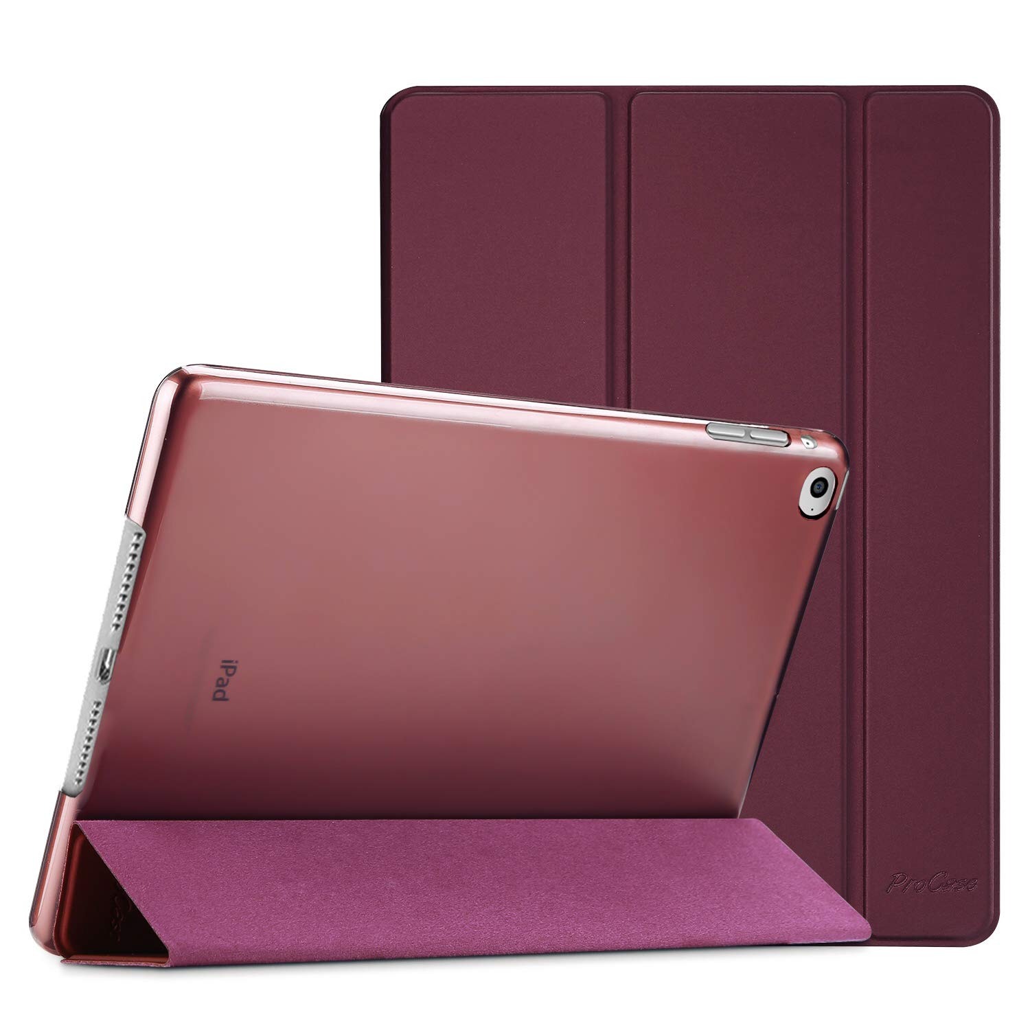 ProCase Smart Case for iPad Air 2 2014 A1566 A1567, Ultra Slim Lightweight Stand with Translucent Frosted Back Cover -Wine — image 1