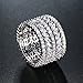DIFINES Redbarry Vintage CZ Diamond Wide Band Eternity Statement Rings 18k White Gold Plated, Size 7