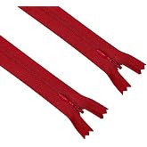 ANPURZII 2PCS #3 16 Inch Red Invisible Zippers for Sewing Skirts, Nylon Coil Bulk Zippers for Pocket, Pillow(Red 16" 2PCS)