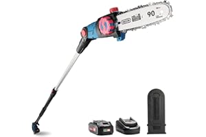 Enhulk Cordless Pole Saws for Tree Trimming, 13-Foot MAX Reach, 8-Inch Power Pole Saw 19.7 ft/s Cutting Speed With 20V 2.0Ah Li-ion Battery, Quick Charger, Oregon Bar for Pruning, Delimbing, Bucking
