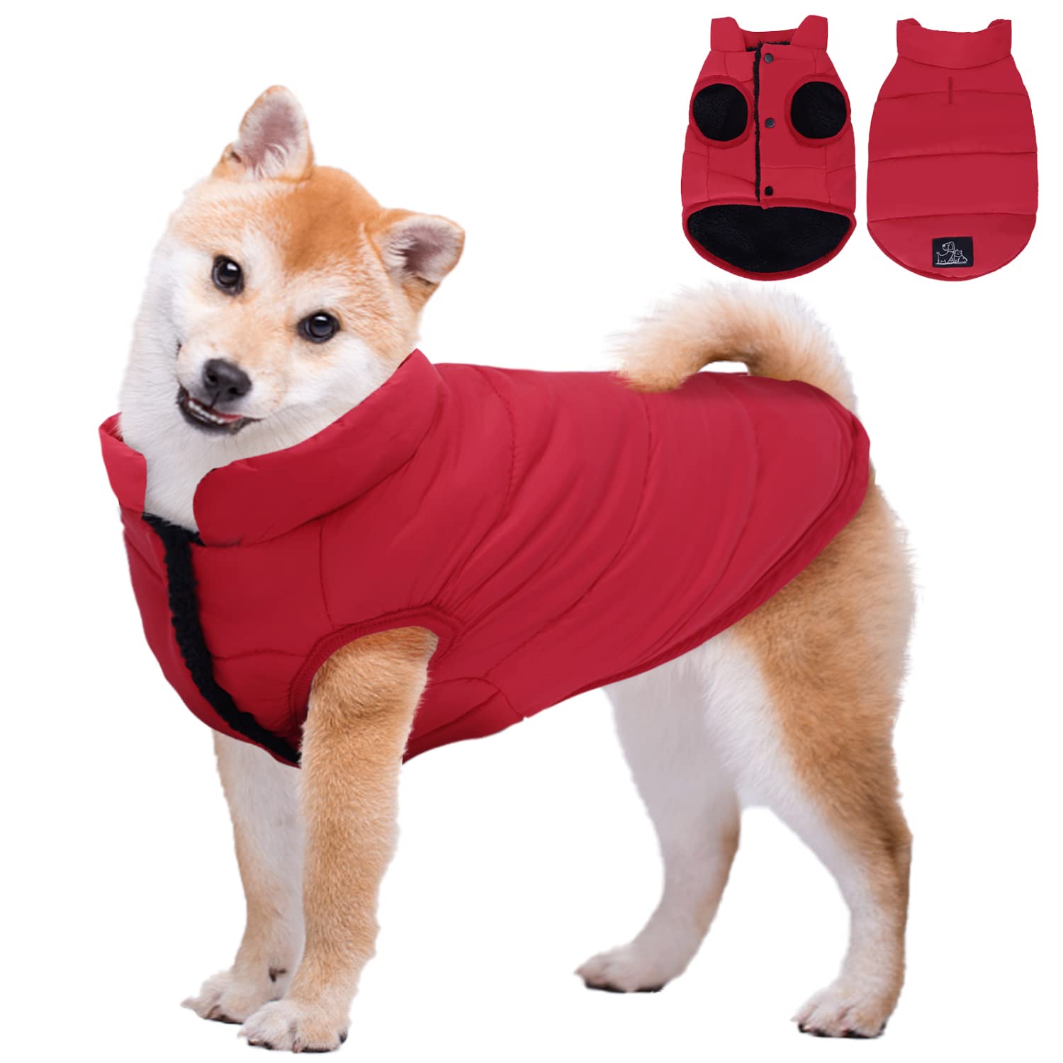 Dog Collar Warm Dog Coat, Reversible Dog Jacket Waterproof Dog