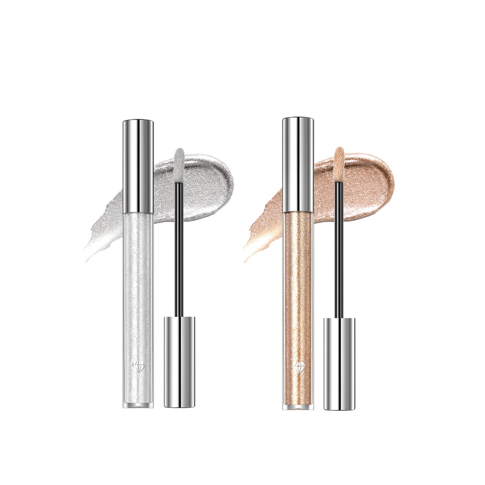 2pcs Liquid lipstick, 2.4g silver lipstick and 2.4g light gold lipsticks, non-stick lip gloss, long-lasting colour, pearlescent lipsticks