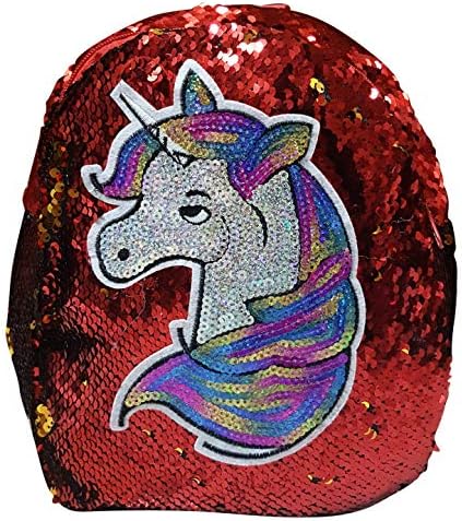 ONOTIC Stylish Unicorn Sequence Color Changing Soft Picnic,1 Day Trip, Backpack Bag Best Birthday Gift for Girls/Women (Red)