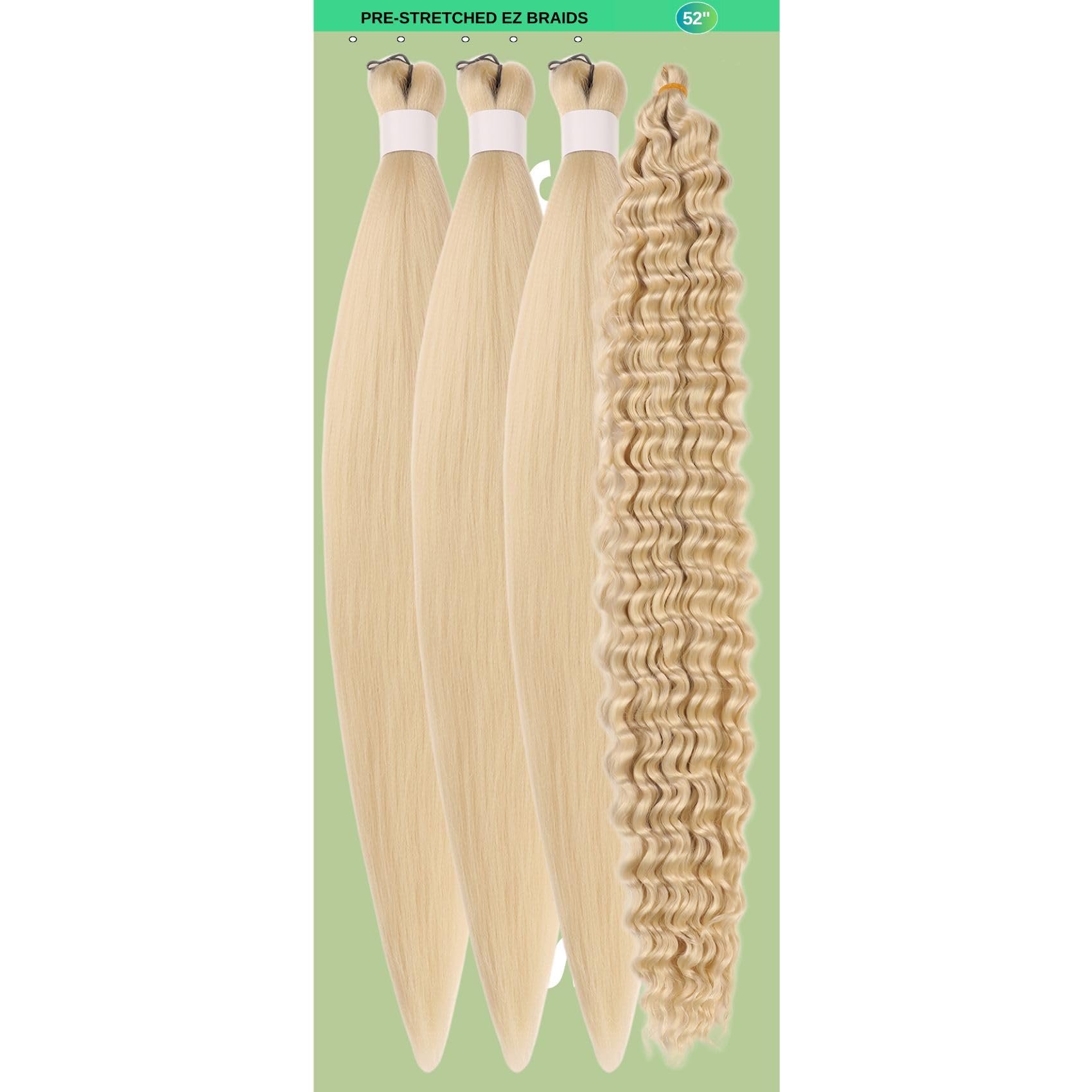 Boho Curly Hair for Braiding 4 Packs 26 Inch Blonde