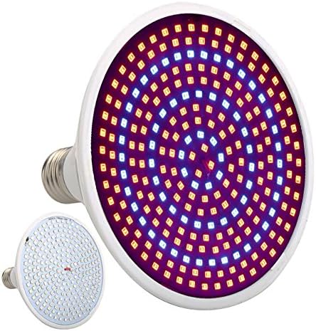 Grow Light E26/E27 Round LED Full Spectrum Plant Growing Light Bulb for Hydroponic House Plant and Indoor Gardens Replicates Natural Sunlight Energy Efficient and Long Lasting (26W)