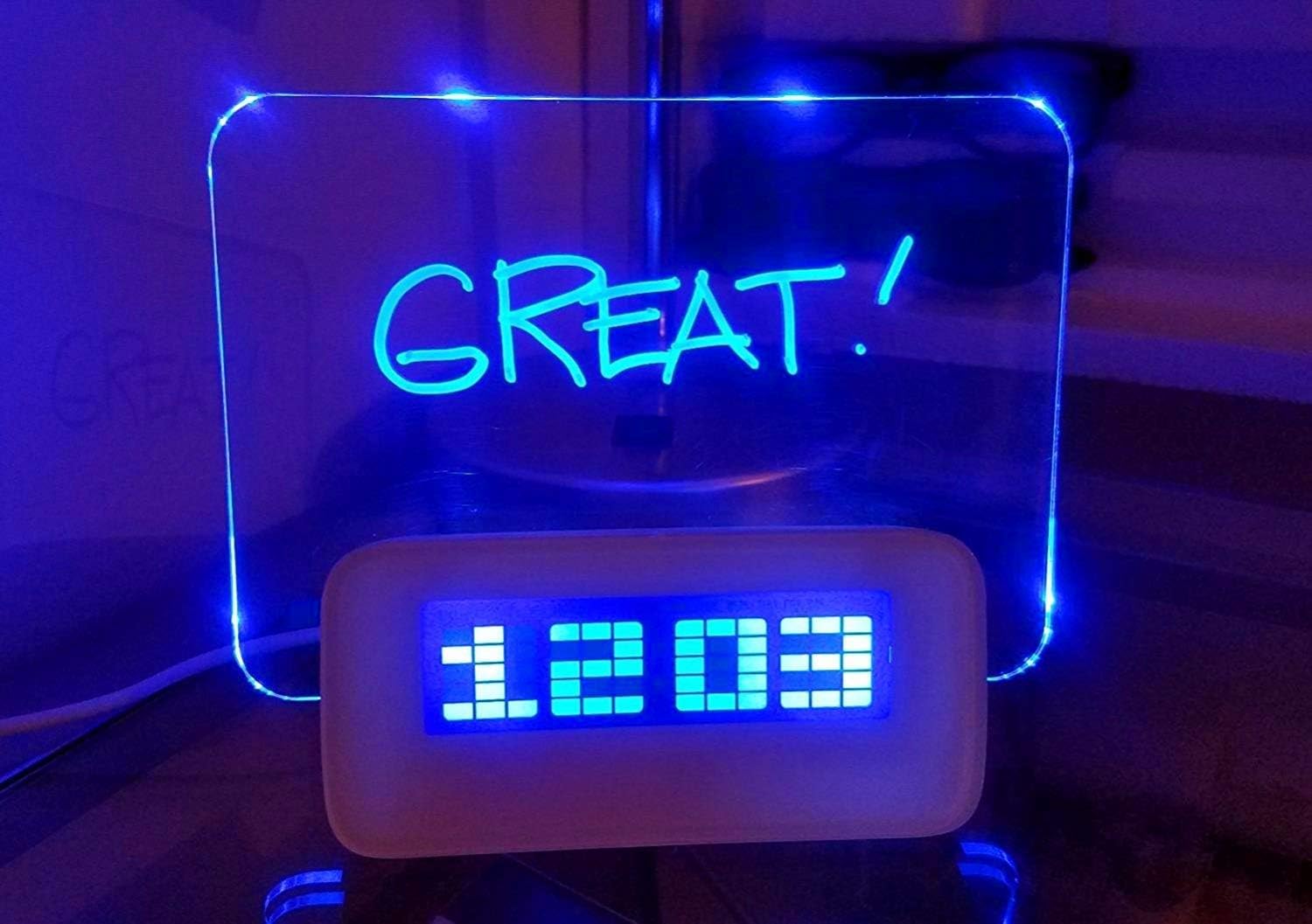 SinoFish Alarm Clock Memo Board Creative with Highlighter - Wake Up and Remember (USB Hub, Blue)