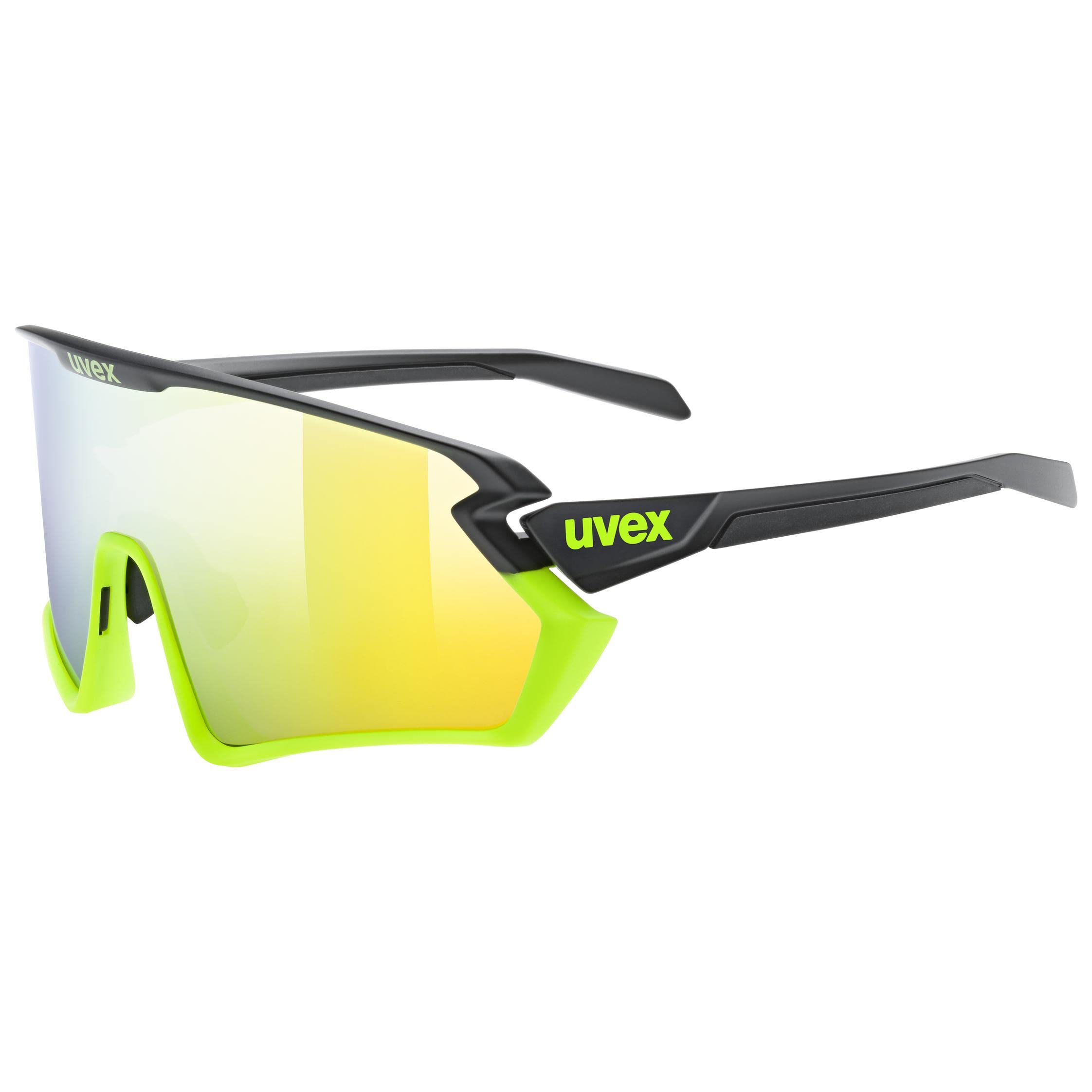 Uvex Sportstyle 231 2.0 - Sports Sunglasses for Men and Women - Anti-Fog Technology - Comfortable & Non-Slip - Black Yellow Matt/Yellow - One Size