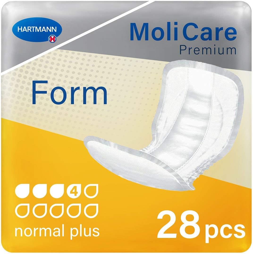 MoliCare Unisex Premium Form Incontinence Pads Normal Plus (1417ml) 28 Pack, White, 28 Count (Pack of 1)