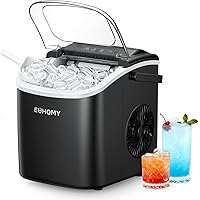 EUHOMY Countertop Ice Maker Machine with Handle, 26lbs in 24Hrs, 9 Ice Cubes Ready in 6 Mins, Auto-Cleaning Portable Ice Make