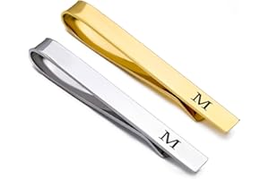 GWD Stainless Steel Tie Clips for Men Personalized Initial Tie Clip Classic Tie Bar Set