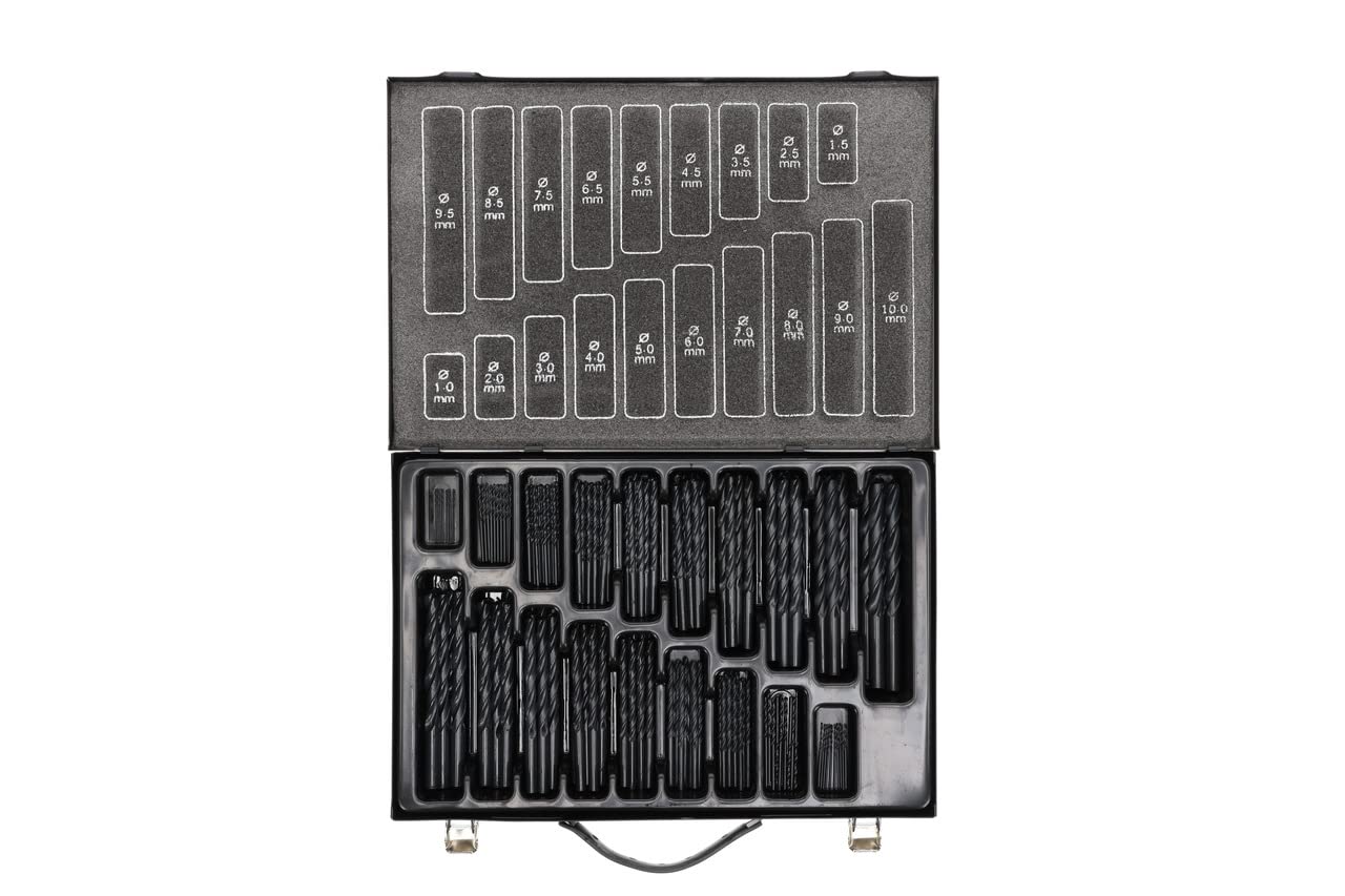 GEDORE red Twist drill bit set, 170-pc., Rolled, Right hand cutting, Tip angle 118°, in Metal box, HS steel, R93500170