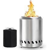 Tabletop Fire Pit, VivaGarden Smokeless Firepit Outdoor &amp; Patio, Safe Burning Portable Mini Table Top Firepit with Carry Bag (Silver, 8.0H x 5.8D)