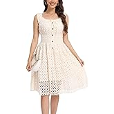 Women's 2025 Summer Short Dress Square Neck Hollow Out Lace Casual Beach Dresses