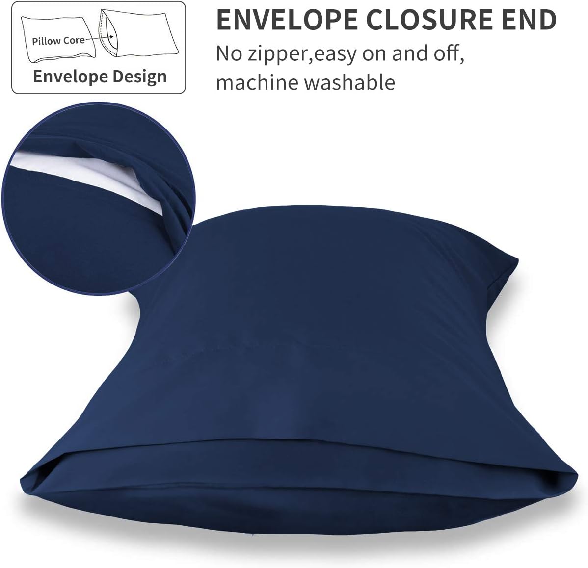 Aisbo Double Duvet Set including Sheet, Navy Blue 4 Pieces Microfiber Bedding Set for Double Bed Includes Duvet Cover - Image 5