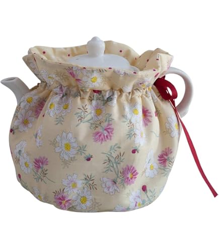 KKEKOS Couvre-théière isotherme en coton pour théières, garde au chaud, housse de bouilloire isotherme pour la décoration de la maison, de la cuisine, avec tapis de tasse (jaune