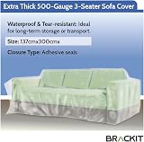 brackit Sofa Storage Bag Heavy Duty Plastic Cover for 3-Seater Sofa 300x137cm view 3