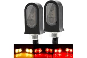 EAGWINGER Smoked Mini LED Motorcycle Turn Signals Brake Tail Lights Small Rear Blinkers Black Red Amber Beam Universal Compatible with Harley Honda Kawasaki Suzuki Triumph Yamaha Cruiser(B-Black-Amber&Red)