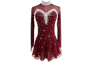 LIUHUO Handmade Ice Figure Skating Dress Women Backless Long-Sleeved Beaded Dresses