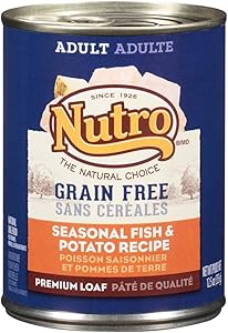 Nutro 50411589 Grain Free Seasonal Fish & Potato Recipe Adult Dog Food, 12 Ea/12.5Oz