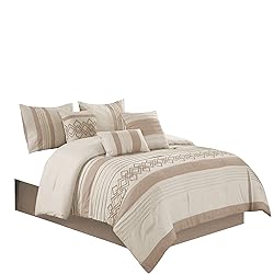 Chezmoi Collection Ariel 7-Piece Taupe Geometric