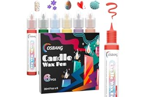 OSBANG Candle Wax Pen, 6 Vibrant Colors Wax Pen Set, Beginner-Friendly for Festival, Birthday Candle Decorating, Blessing Writing & More DIY Crafts(30ml/1oz*6)