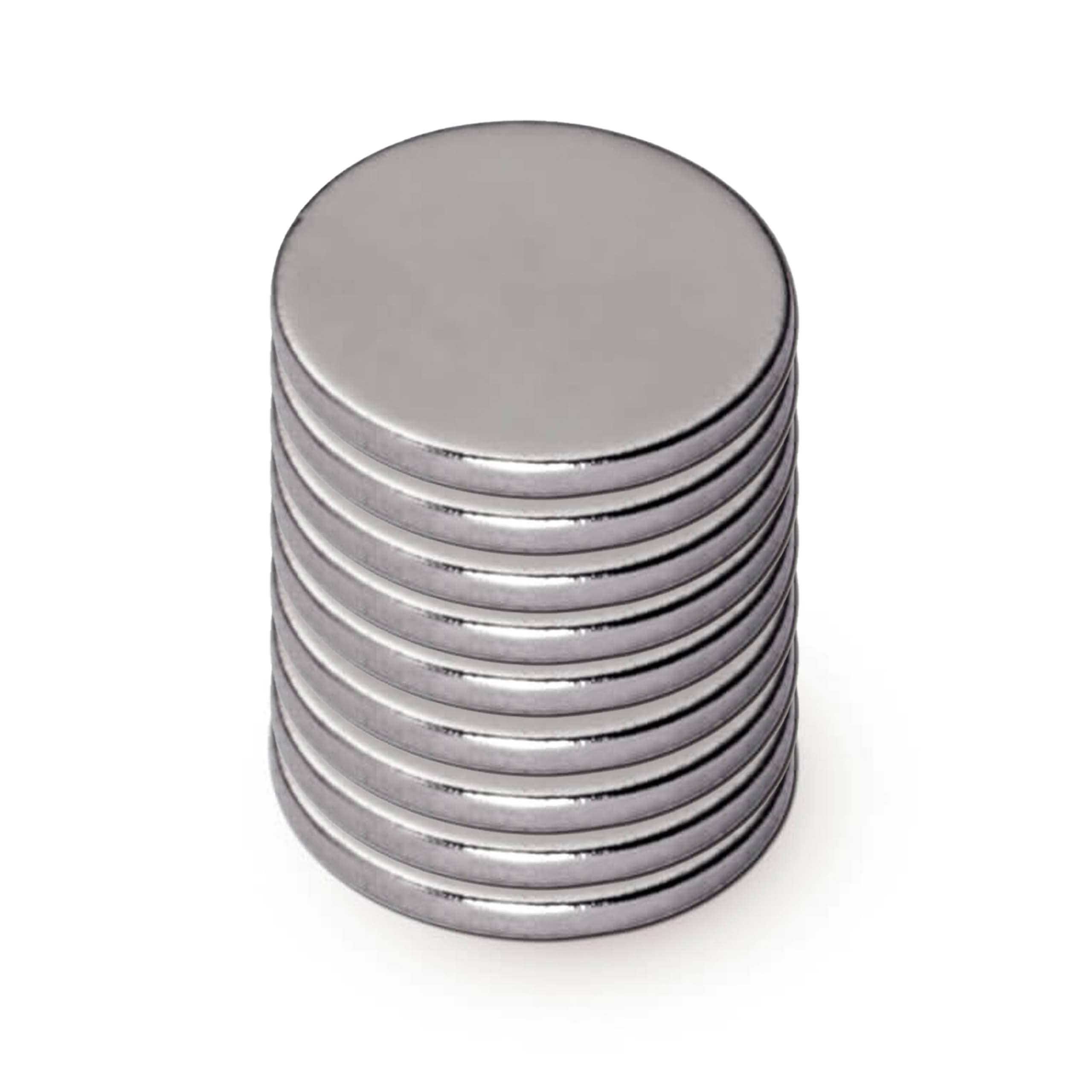 MAUL Neodymium Magnet Diameter 10 x 1 mm (Pack of 10) | Magnets for Versatile Use | Round Magnet with Elegant and Modern Design | Magnets Strong for Magnetic Board, Magnetic Tape | Silver