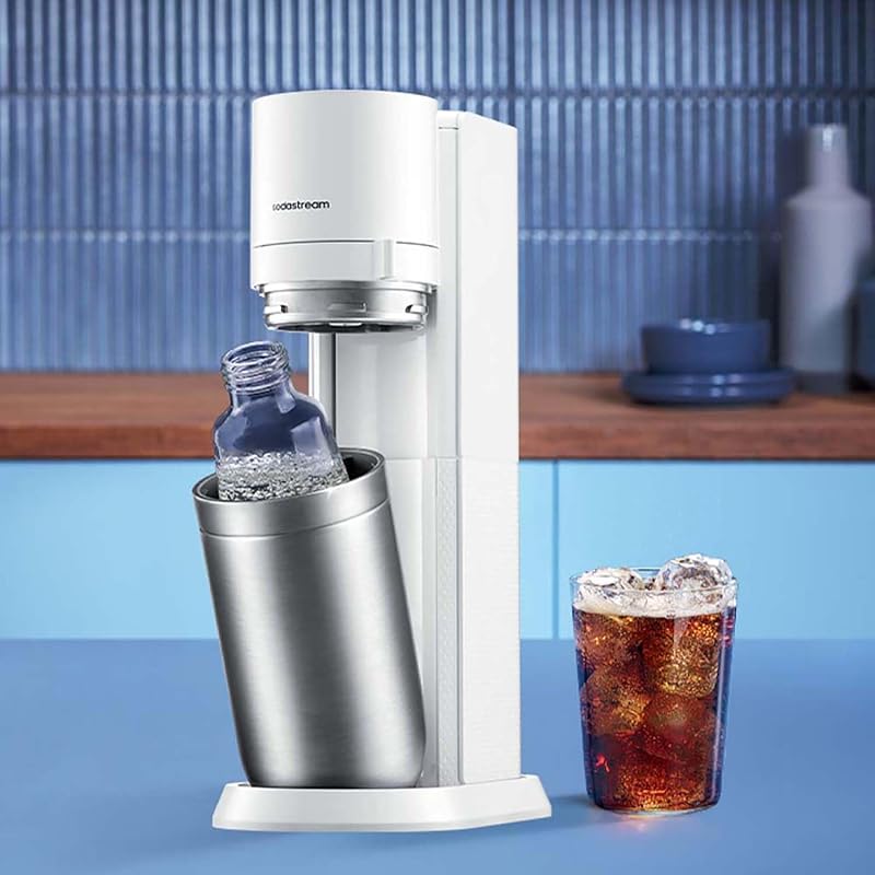DUO Machine à Soda | 2 Bouteilles + 2 Verre + Cylindre | Blanche