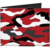 Wallet Bifold Canvas Camo Red Black Gray White