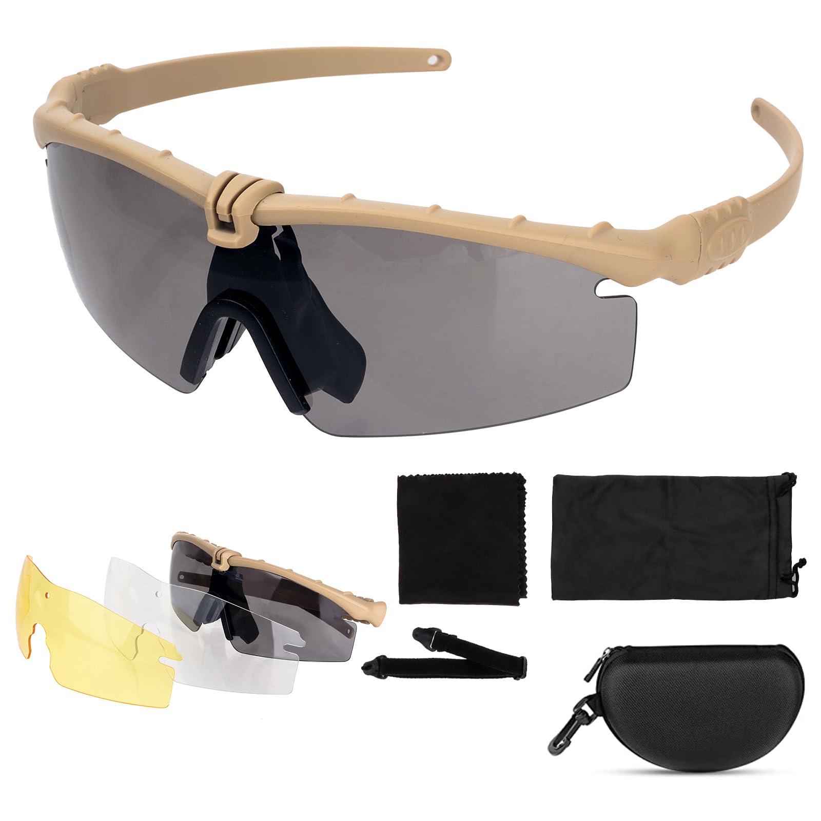 ToopMount Sport Glasses Anti Fog Goggles, Eyewear, Driving Glasses Goggles for Cycling, Hiking and Shooting (Tan)