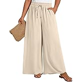 LONGYUAN Womens Plus Size Wide Leg Casual Palazzo Pants with Pockets 1X-5X