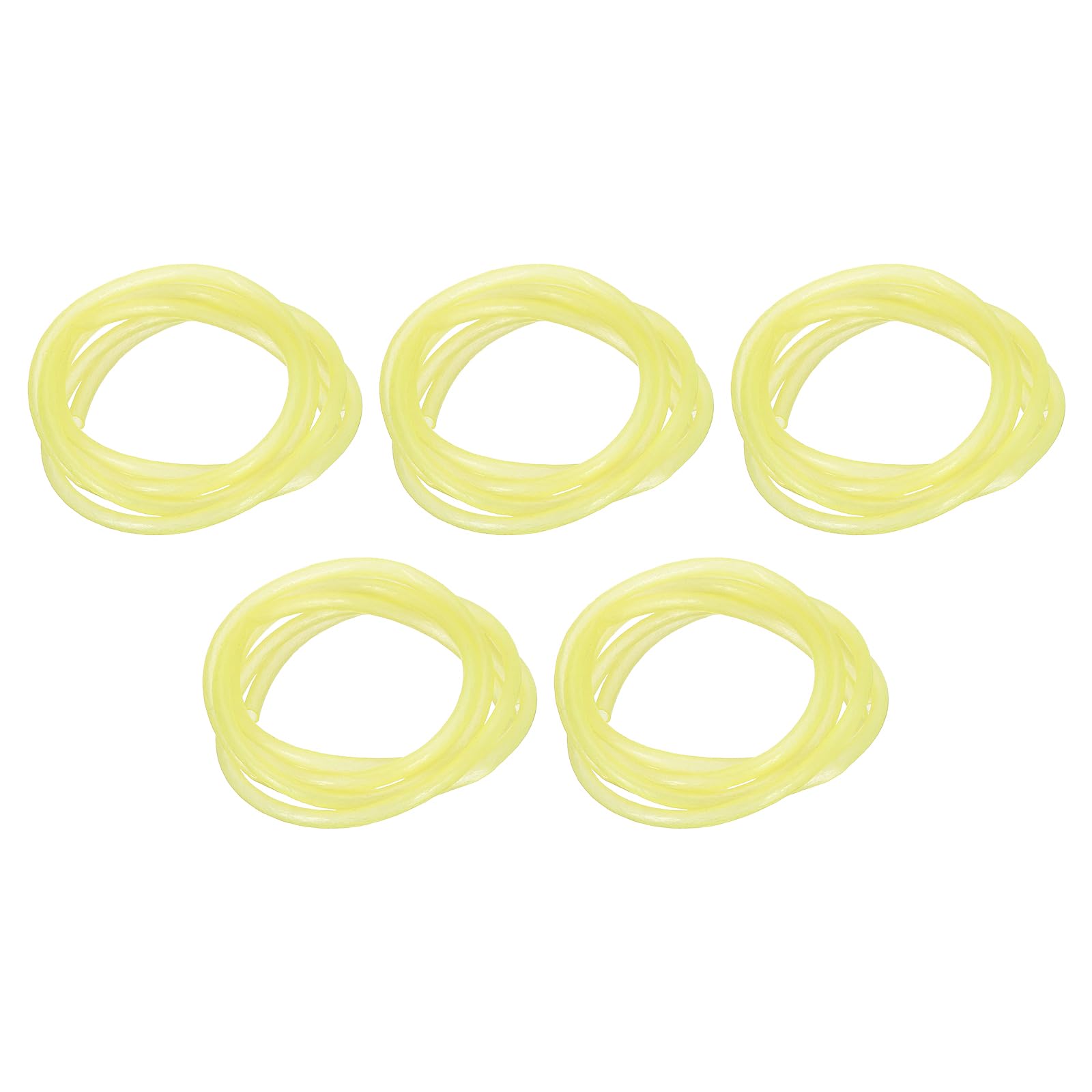 PATIKIL 3mm ID Glow Tube Deep Sea Fishing, 5Pcs 16.4 Ft/5M Soft Silicone Luminous Tube Angling Glow in the Dark Tubing Sleeve Fishing Tool for Fishing Rigs, Yellow