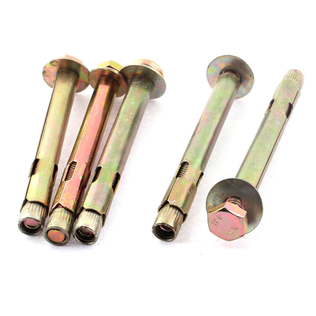 Sourcingmap M8 x 100mm Thread Hex Head Split Expansion Bolts Screws 5 Pcs